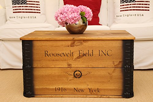 Uncle Joe´s Truhe Roosevelt Truhentisch im Vintage Shabby chic Style Massiv Holz in braun mit Stauraum und Deckel Holzkiste