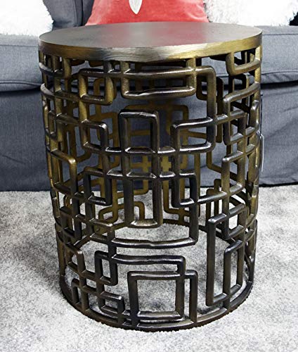 Couchtisch Modern, Wohnzimmertisch Sofatisch Beistelltisch Tisch aus Metall, Rund Eisen Bronze Luxus 48 cm