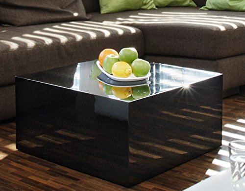 SalesFever Couch-Tisch schwarz Hochglanz quadratisch aus MDF 60x60cm quadratisch | Kuba | Moderner Wohnzimmer-Tisch in schlichtem Design 60cm x 60cm