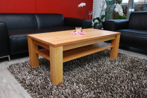Holz-Projekt-Summer Couchtisch-Tisch 90 x 60 cm mit Ablage Erle/Echtholz/Massivholz/ Höhe 42 cm