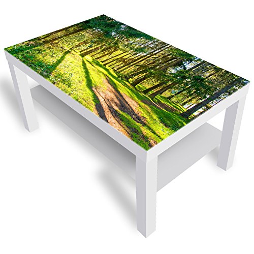 DEKOGLAS Beistelltisch Couchtisch 'Spring Park' Sofatisch mit Motiv Glasplatte Kaffee-Tisch von DEKOGLAS, 90x55x45 cm Weiß