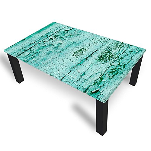 DekoGlas Couchtisch 'Farbe Türkis' Glastisch Beistelltisch für Wohnzimmer, Motiv Kaffee-Tisch 120x75 cm in Schwarz oder Weiß
