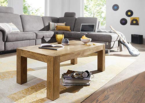KS-Furniture Couchtisch Mumbai Massiv-Holz Akazie 110 cm breit Wohnzimmer-Tisch Design Natur-Produkt Landhaus-Stil Beistelltisch