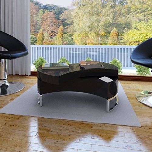 tiauant Möbel Tisch Konsolen Drehbar aus MDF schwarz glänzend lackiert Gesamtmasse: x 32,5 (? x H) Garten