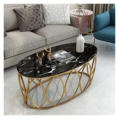 Saturey Couchtisch Oval Couchtisch Marmor Nordic Light Luxus einfach Moderne kreative Eisen Kleiner Tisch Wohnung Wohnzimmer Moderner Teetisch (Color : 3, Size : 100 x 50 x 45 cm)