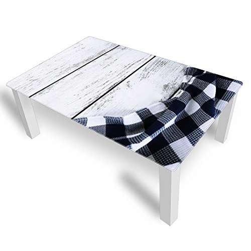 DEKOGLAS Couchtisch 'Tischdecke Schwarz' Glastisch Beistelltisch für Wohnzimmer, Motiv Kaffee-Tisch 120x75 cm in Schwarz oder Weiß