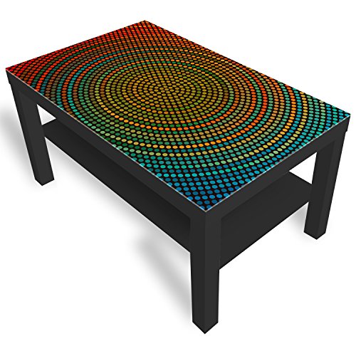 DEKOGLAS Beistelltisch Couchtisch 'Muster' Sofatisch mit Motiv Glasplatte Kaffee-Tisch von DEKOGLAS, 90x55x45 cm Schwarz