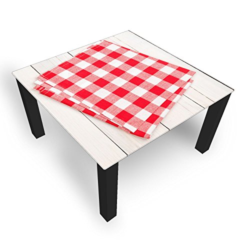 DEKOGLAS Couchtisch 'Tuch Rot' Glastisch Beistelltisch für Wohnzimmer, Motiv Kaffee-Tisch 100x100 cm in Schwarz oder Weiß