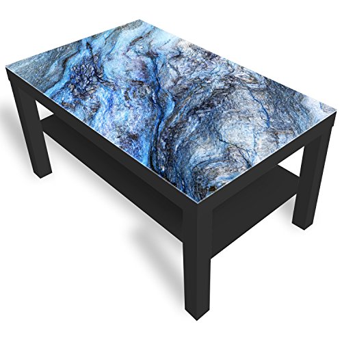 DEKOGLAS Beistelltisch Couchtisch 'Stein' Sofatisch mit Motiv Glasplatte Kaffee-Tisch von DEKOGLAS, 90x55x45 cm Schwarz