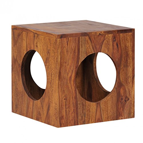 KADIMA DESIGN Sheesham Beistelltisch 35x35cm Cube Wood Couchtisch Wohnzimmer Tisch Regal