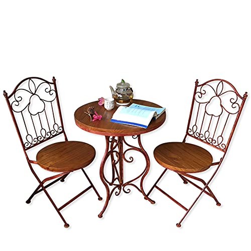 Klappbares Bistro-Set aus Metall, runde Tischsitze für die Terrasse, 3-teilige Gartenmöbel für den Innen- und Außenbereich, wetterbeständige Tische und Stühle, klappbare Tischplattensitze aus Massivho