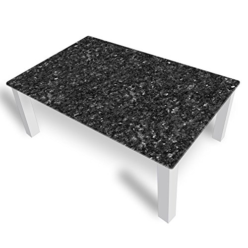 DekoGlas Couchtisch 'Granit Grau' Glastisch Beistelltisch für Wohnzimmer, Motiv Kaffee-Tisch 120x75 cm in Schwarz oder Weiß