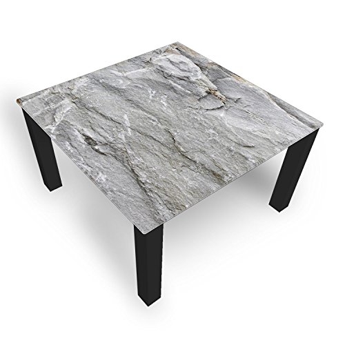 DEKOGLAS Couchtisch 'Beton Grau' Glastisch Beistelltisch für Wohnzimmer, Motiv Kaffee-Tisch 100x100 cm in Schwarz oder Weiß
