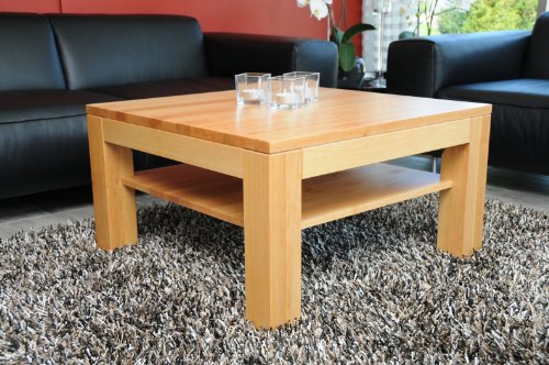 Holz-Projekt-Summer Couchtisch Tisch 60x60cm Höhe 42cm Zarge bündig mit Ablage Erle/Echtholz Massivholz/Wunschmaß auf Anfrage