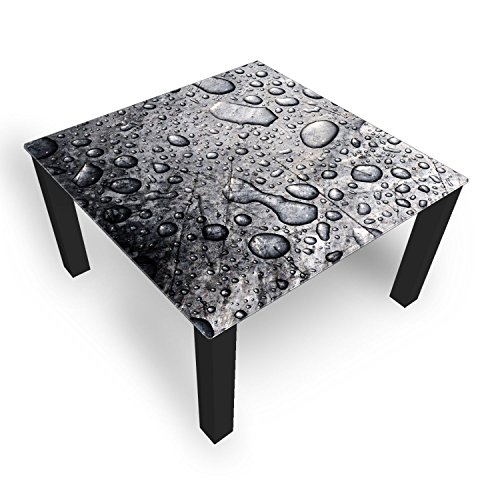 DekoGlas Couchtisch 'Tropfen Grau' Glastisch Beistelltisch für Wohnzimmer, Motiv Kaffee-Tisch 100x100 cm in Schwarz oder Weiß