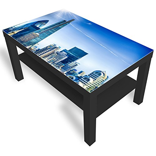 DekoGlas Beistelltisch Couchtisch 'Skyline von London' Sofatisch mit Motiv Glasplatte Kaffee-Tisch, 90x55x45 cm Schwarz