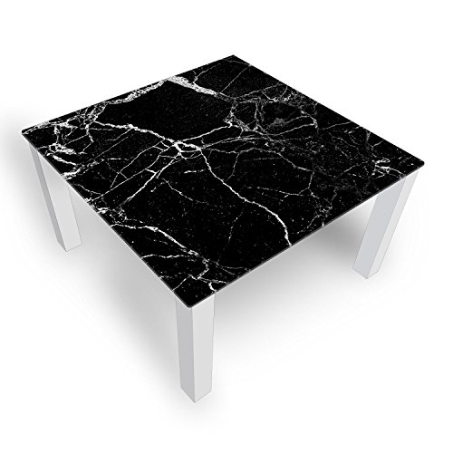 DekoGlas 'Glas Schwarz' Glastisch Beistelltisch für Wohnzimmer, Motiv Kaffee Tisch 100x100 cm in Schwarz Weiss
