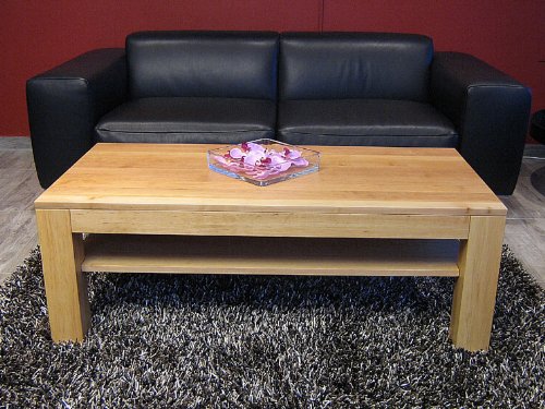 Holz Projekt Summer Tisch 90x60cm Erle Zarge bündig mit Ablage, Höhe 42 cm/Echtholz Massivholz/Sondermass auf Anfrage