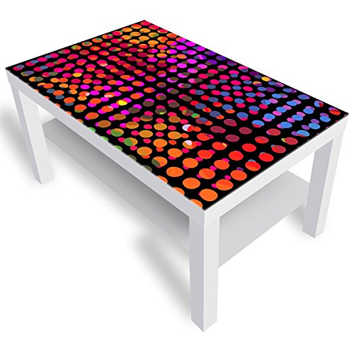 DEKOGLAS Beistelltisch Couchtisch 'Farbige Kreise' Sofatisch mit Motiv Glasplatte Kaffee-Tisch von DEKOGLAS, 90x55x45 cm Weiß