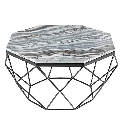 Riess Ambiente Eleganter Couchtisch Diamond 70cm grau mit Marmorplatte Wohnzimmertisch Tisch