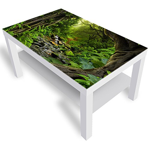 DEKOGLAS Beistelltisch Couchtisch 'Tropische Dschungel' Sofatisch mit Motiv Glasplatte Kaffee-Tisch von DEKOGLAS, 90x55x45 cm Weiß
