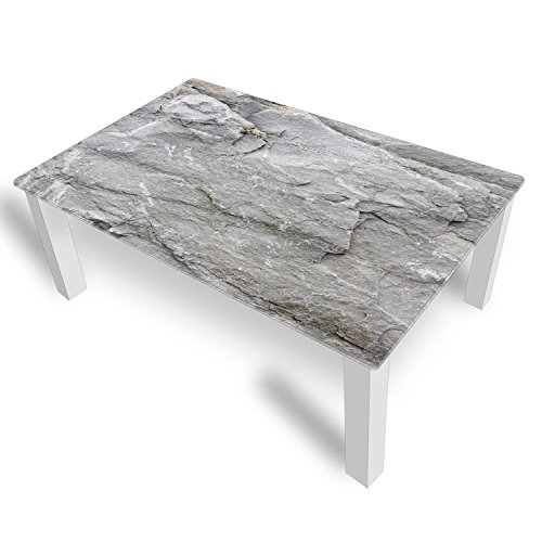 DEKOGLAS Couchtisch 'Beton Grau' Glastisch Beistelltisch für Wohnzimmer, Motiv Kaffee-Tisch 120x75 cm in Schwarz oder Weiß