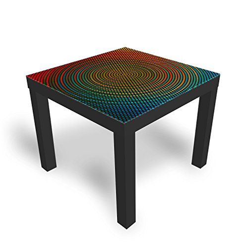 DEKOGLAS Beistelltisch Couchtisch 'Muster' Sofatisch mit Motiv Glasplatte Kaffee-Tisch von DEKOGLAS, 55x55x45 cm Schwarz
