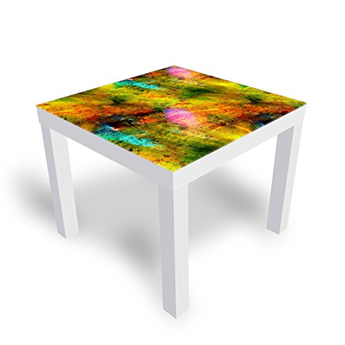 DEKOGLAS Beistelltisch Couchtisch 'Aquarell' Sofatisch mit Motiv Glasplatte Kaffee-Tisch von DEKOGLAS, 55x55x45 cm Weiß