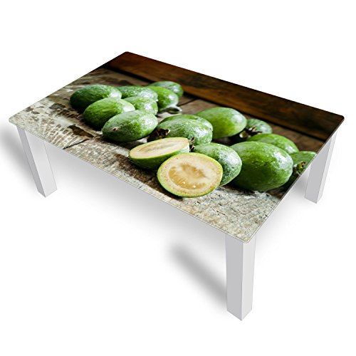 DEKOGLAS Couchtisch 'Früchte Grün' Glastisch Beistelltisch für Wohnzimmer, Motiv Kaffee-Tisch 120x75 cm in Schwarz oder Weiß