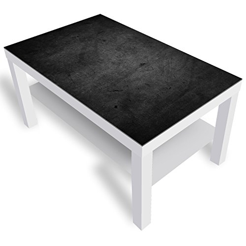 DEKOGLAS Beistelltisch Couchtisch 'Beton' Sofatisch mit Motiv Glasplatte Kaffee-Tisch von DEKOGLAS, 90x55x45 cm Weiß