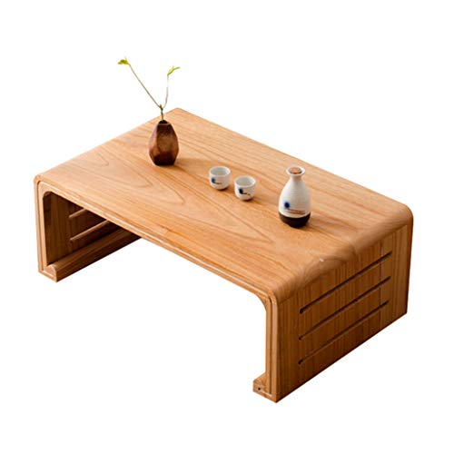 Kleiner Couchtisch Teetisch Bodentisch Balkon Erker Tisch Wohnzimmer Antiken Massivholz Couchtisch Japanischen Tatami Tisch (Color : Wood Color, Size : 70 * 45 * 30cm)