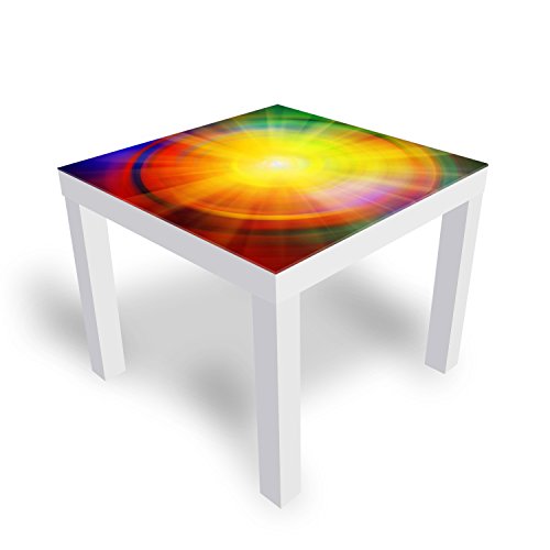 DEKOGLAS Beistelltisch Couchtisch 'Abstraktion' Sofatisch mit Motiv Glasplatte Kaffee-Tisch von DEKOGLAS, 55x55x45 cm Weiß