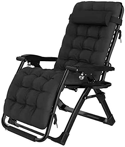 WEDF Outdoor Liege Zero Gravity Chair Verstellbarer Liegestuhl Klappbett Zuhause Tragbar,Schwarz-52CM