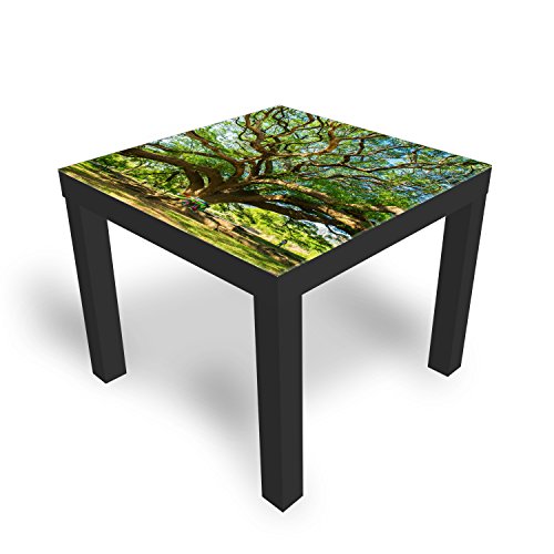 DEKOGLAS Beistelltisch Couchtisch 'Baum' Sofatisch mit Motiv Glasplatte Kaffee-Tisch von DEKOGLAS, 55x55x45 cm Schwarz
