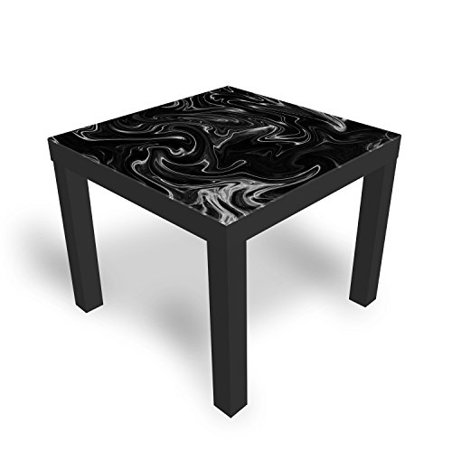 DEKOGLAS Beistelltisch Couchtisch 'Wasser' Sofatisch mit Motiv Glasplatte Kaffee-Tisch von DEKOGLAS, 55x55x45 cm Schwarz