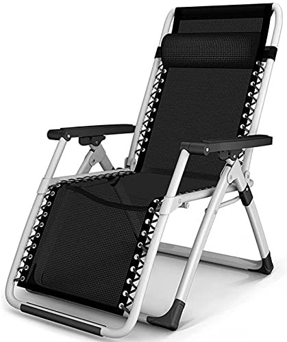 WEDF Klappbare Strandstühle Lounge Chairs Zero Gravity Verstellbare Liegende Liegestühle Büro Pool Garten,Schwarz-52CM