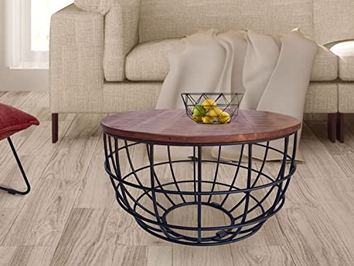 casamia Beistelltisch nachhaltig Couchtisch Wohnzimmer-Tisch rund Lexington ø 55 cm Metall Gestell massiv Farbe braun - Bassano