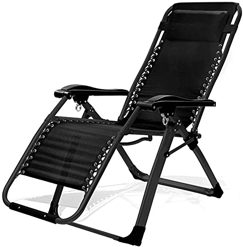 WEDF Outdoor Liege Zero Gravity Chair Verstellbarer Liegestuhl Klappbett Zuhause Tragbar,Schwarz-52CM