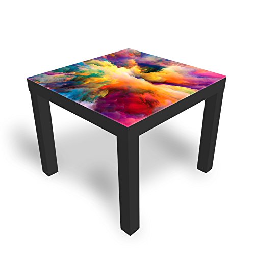 DEKOGLAS Beistelltisch Couchtisch 'Color Explosion' Sofatisch mit Motiv Glasplatte Kaffee-Tisch von DEKOGLAS, 55x55x45 cm Schwarz