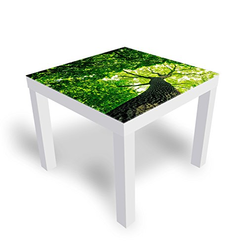 DEKOGLAS Beistelltisch Couchtisch 'Waldbäume' Sofatisch mit Motiv Glasplatte Kaffee-Tisch von DEKOGLAS, 55x55x45 cm Weiß