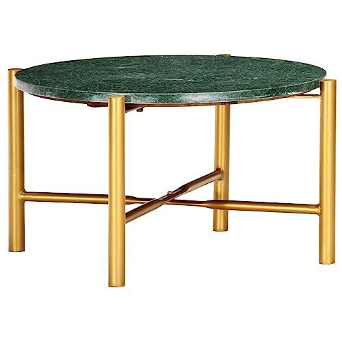vidaXL Couchtisch Beistelltisch Kaffeetisch Sofatisch Teetisch Tisch Wohnzimmertisch Grün 60x60x35cm Echtstein in Marmoroptik Eisenrahmen