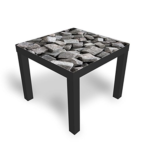 DekoGlas Beistelltisch Couchtisch 'Steine' Sofatisch mit Motiv Glasplatte Kaffee-Tisch, 55x55x45 cm Schwarz