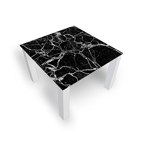 DEKOGLAS Couchtisch 'Glas Schwarz' Glastisch Beistelltisch für Wohnzimmer, Motiv Kaffee-Tisch 80x80 cm in Schwarz oder Weiß