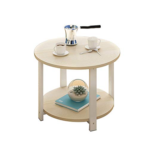 Tabelle Kleiner runder Tisch, Abschiedsmessy Massivholz Doppelstöckig Kleiner Couchtisch für Wohnzimmer Balkon (Farbe : Holz Farbe)