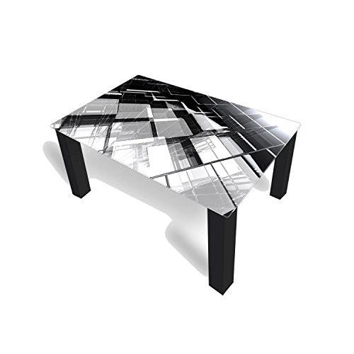 DekoGlas 'Glas Grau' Glastisch Beistelltisch für Wohnzimmer, Motiv Kaffee Tisch 90x55 cm in Schwarz Weiss