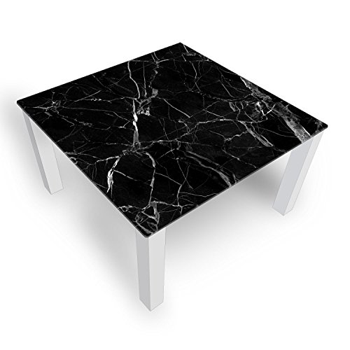 DekoGlas Couchtisch 'gebrochenesGlas Schwarz' Glastisch Beistelltisch für Wohnzimmer, Motiv Kaffee-Tisch 100x100 cm in Schwarz oder Weiß