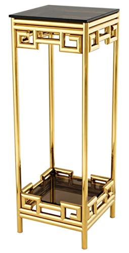 Casa Padrino Luxus Beistelltisch Gold mit Rauchglas 35 x 35 x H. 100 cm - Designer Tisch Möbel - Säule
