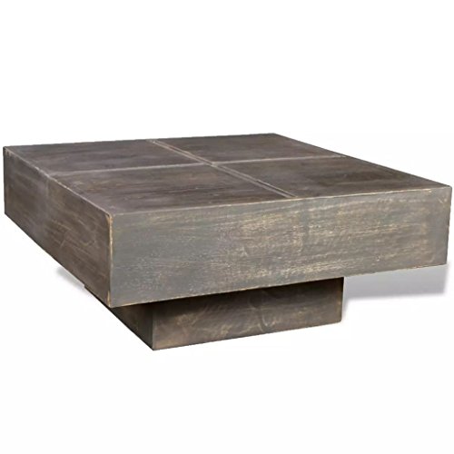 tiauant Möbel Tische, dekorative Couchtische quadratisch aus Holz Griff braun Couchtische aus gehärtetem Glas Keine Montage notwendig