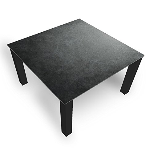 DekoGlas Couchtisch 'Granit Grau' Glastisch Beistelltisch für Wohnzimmer, Motiv Kaffee-Tisch 100x100 cm in Schwarz oder Weiß