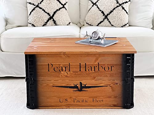 Uncle Joe´s Truhe Pearl Harbor Couchtisch Truhentisch im Vintage Shabby chic Style aus Massiv-Holz in braun mit Stauraum und Deckel Holzkiste Beistelltisch Landhaus Wohnzimmertisch Holztisch